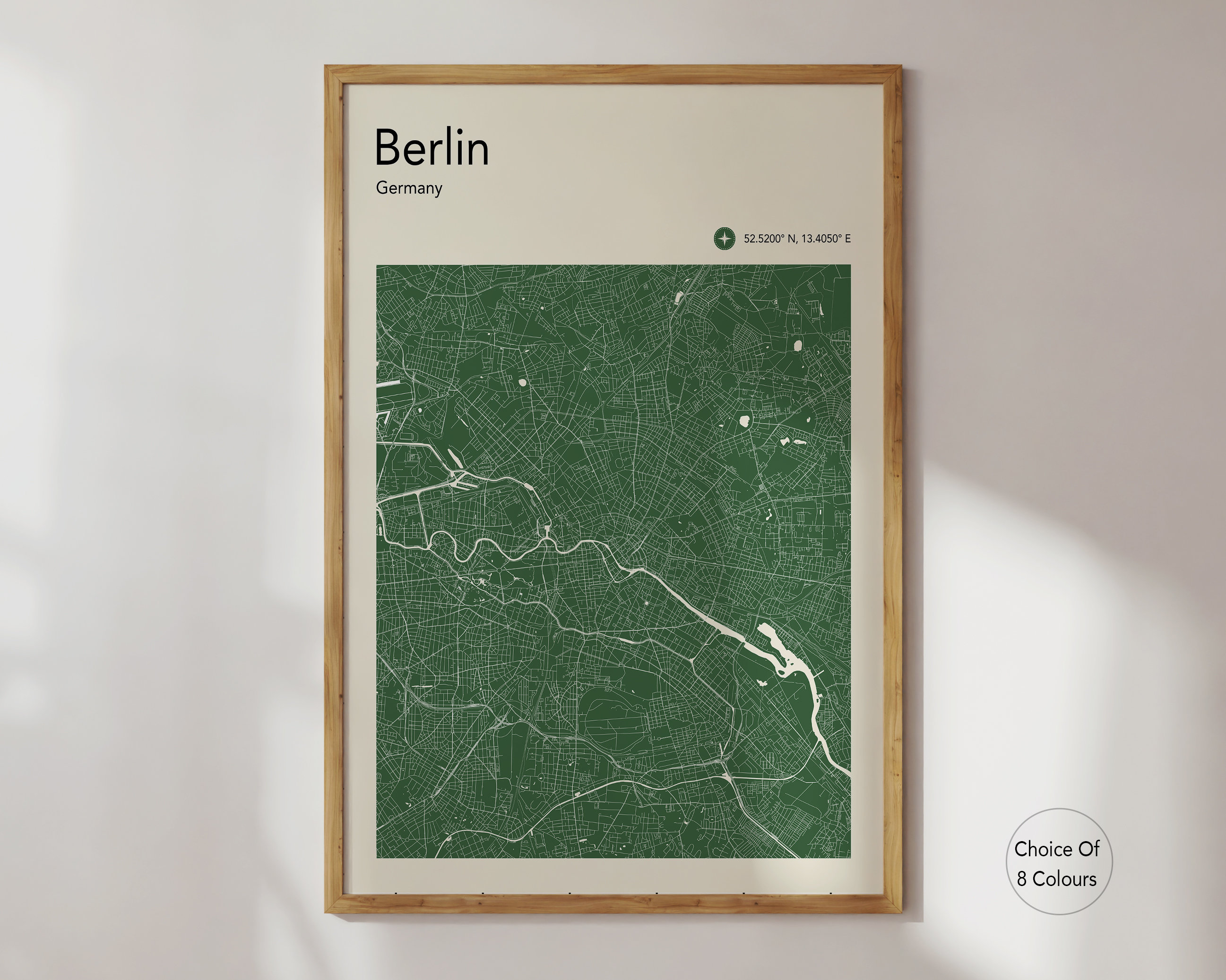 Berlin City Map Print, Berlin Map Poster, Colour Berlin Map Wall Art ...