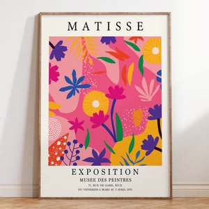 Pink Matisse Cut Out Botanical Shapes Exhibition Poster, Matisse Botanical Print, Matisse Decoupage Poster, Pastel Matisse Wall Art | MP070