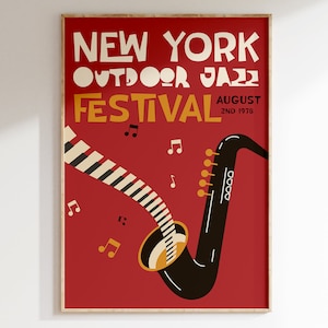 New York Jazz Festival Poster, Mid Century Jazz Druck, Matisse Stil Jazz Kunstdruck, Jazz Musik Wandkunst, Retro Musik Poster | MU104