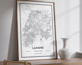 ラホール パキスタン地図 アートプリント: 市街地図 - Etsy 日本
