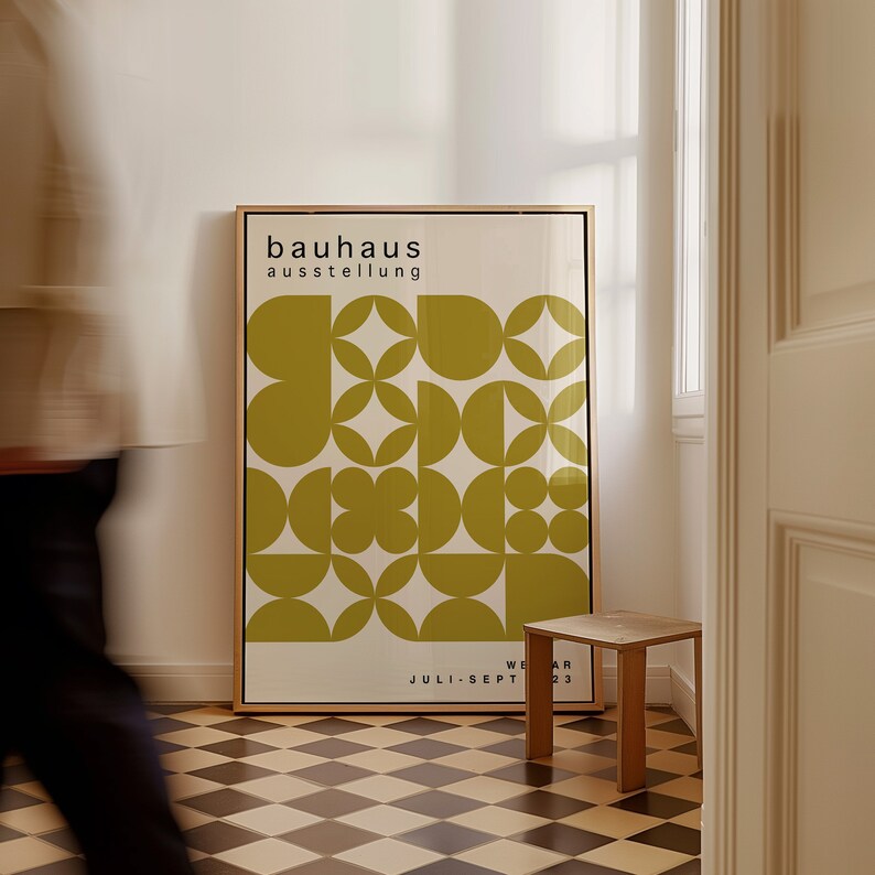 Olive Green Bauhaus Art Print: Mid-Century Modern Poster image 16