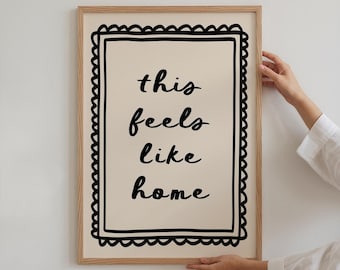 This Feels Like Home Art Print: Cozy Quote, Cream & Black