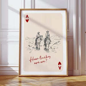 Como somos sortudos, pôster retrô de cartas de baralho Ace of Hearts, impressão retrô Wester, impressões de arte retrô elegantes, parede de galeria retrô | F110