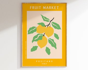 Positano Lemon Art Print: Retro Italian Kitchen Wall Decor