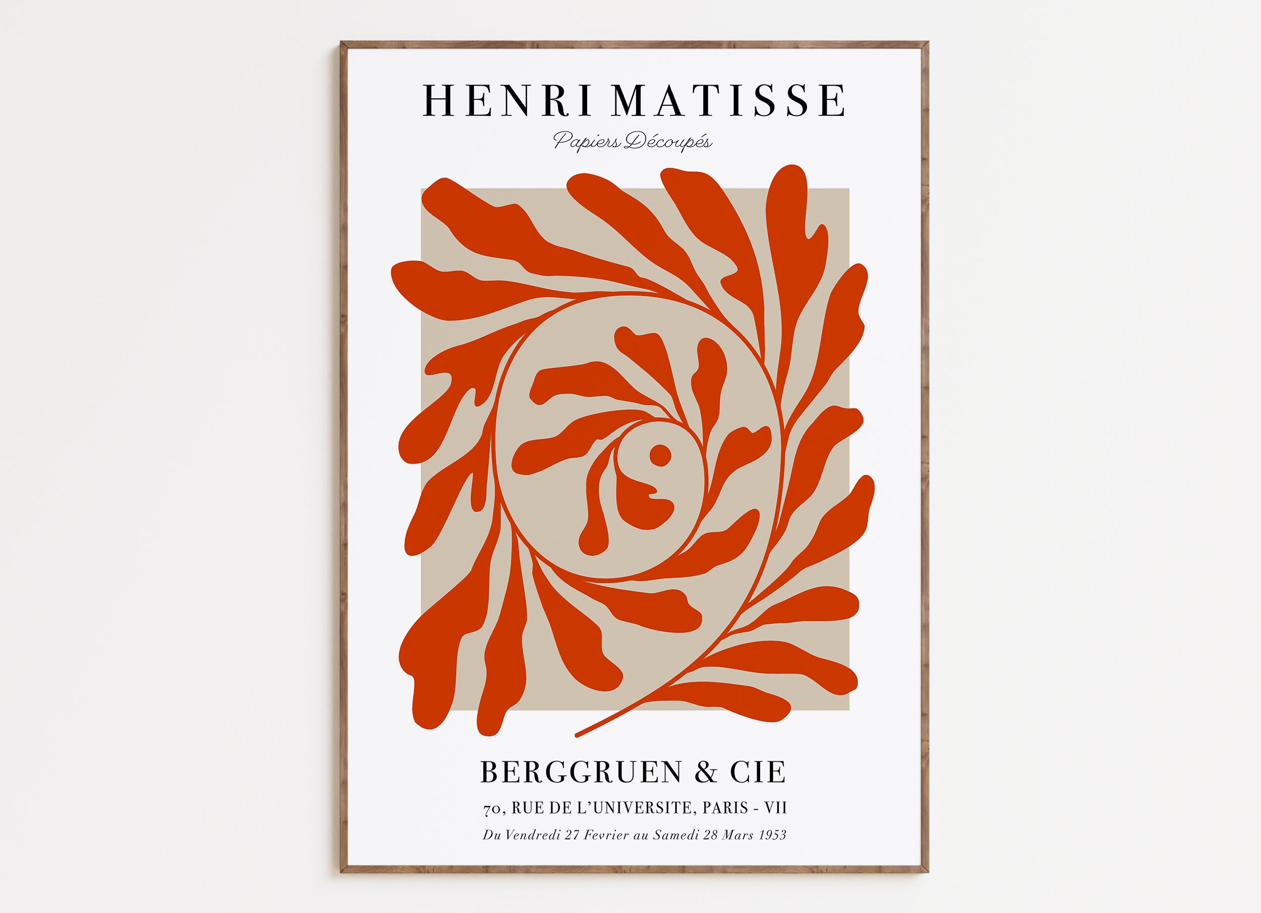 Matisse Botanical Print: Abstract Leaf Art, Beige Orange Red - Etsy