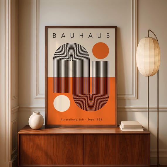 Orange Geometric Bauhaus Art Print: Mid Century Modern Decor - Etsy