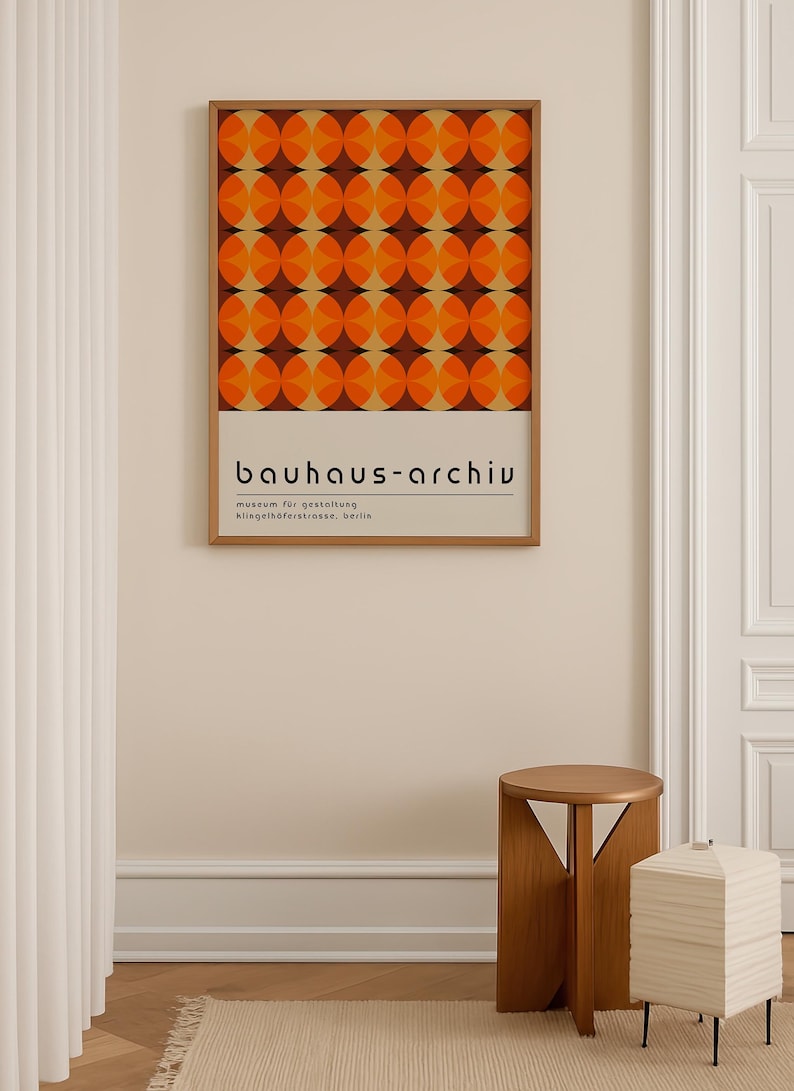 Orange Geometric Bauhaus Art Print: Mid-Century Modern Wall Decor image 9