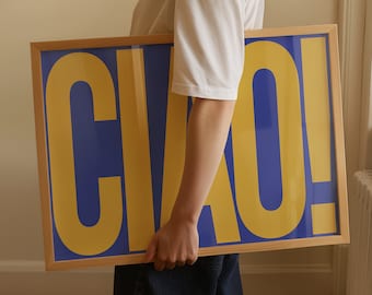 Ciao Typography Art Print: Retro Italian Poster, Maximalist Decor