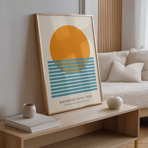 Mid Century Bauhaus Art Print: Geometric Sun Poster image 4