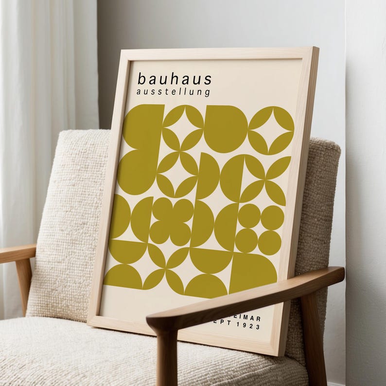 Olive Green Bauhaus Art Print: Mid-Century Modern Poster image 7