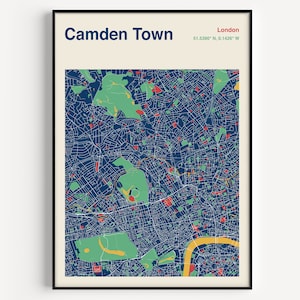 Camden Town Map Print, Camden Town Map Poster, Camden Town Map Wall Art, Map Of Camden Town, London Map Poster, Custom Map Design