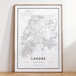 Pôster do mapa de Lahore Paquistão, mapa da cidade de Lahore, mapa de Lahore, arte de parede do mapa de Lahore, impressão de mapa de rua de Lahore, design de mapa personalizado
