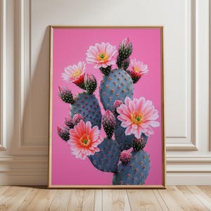 Kaktus Gemälde DIGITAL DOWNLOAD Druck, Rosa Kaktus Gemälde, Trendige Dopamin Drucke, Mexikanische Wand Kunst Druck, Bunter Kaktus Druck | P209