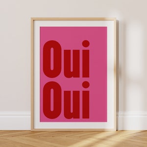 Pink Oui Oui Print, MORE COLOURS, French Art Print, Oui Oui Typography Bathroom Print, Trendy Pink Wall Art, Colourful Wall Art  | TY145