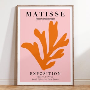 Matisse Cut Out Leaf Poster, Pink Orange Matisse Print, Matisse Decoupage Poster, Minimal Matisse Exhibition Poster | MP042