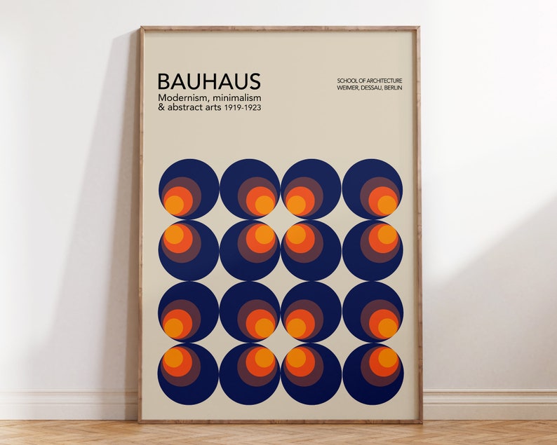 Bauhaus Art Print Geometric Circles Bauhaus Poster Minimal Etsy
