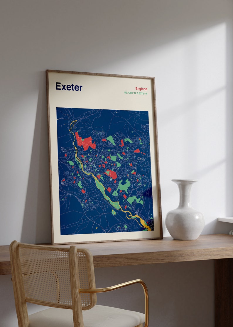 Exeter Map Print Exeter Map Poster Exeter Map Wall Art Etsy