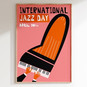 International Jazz Day Poster, Mid Century Jazz Art Print, Jazz Festival Art Print, Jazz Music Wall Art, Retro Music Poster | MU102