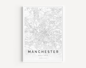Minimalist Manchester Map Art Print: UK Street Map Poster