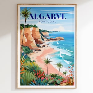 Algarve Portugal Art Print Poster, Travel Poster, Algarve Coastline Art Print, Portugal Print, Colourful Travel Poster Gallery