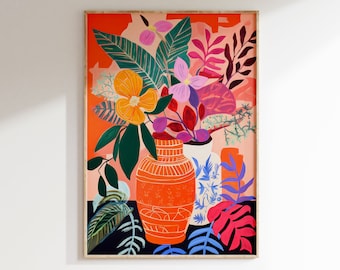 Matisse Inspired Botanical Art Print: Colorful Still Life Painting