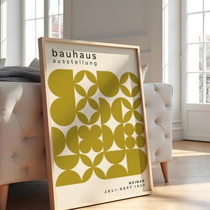 Olive Green Bauhaus Art Print: Mid-Century Modern Poster image 4
