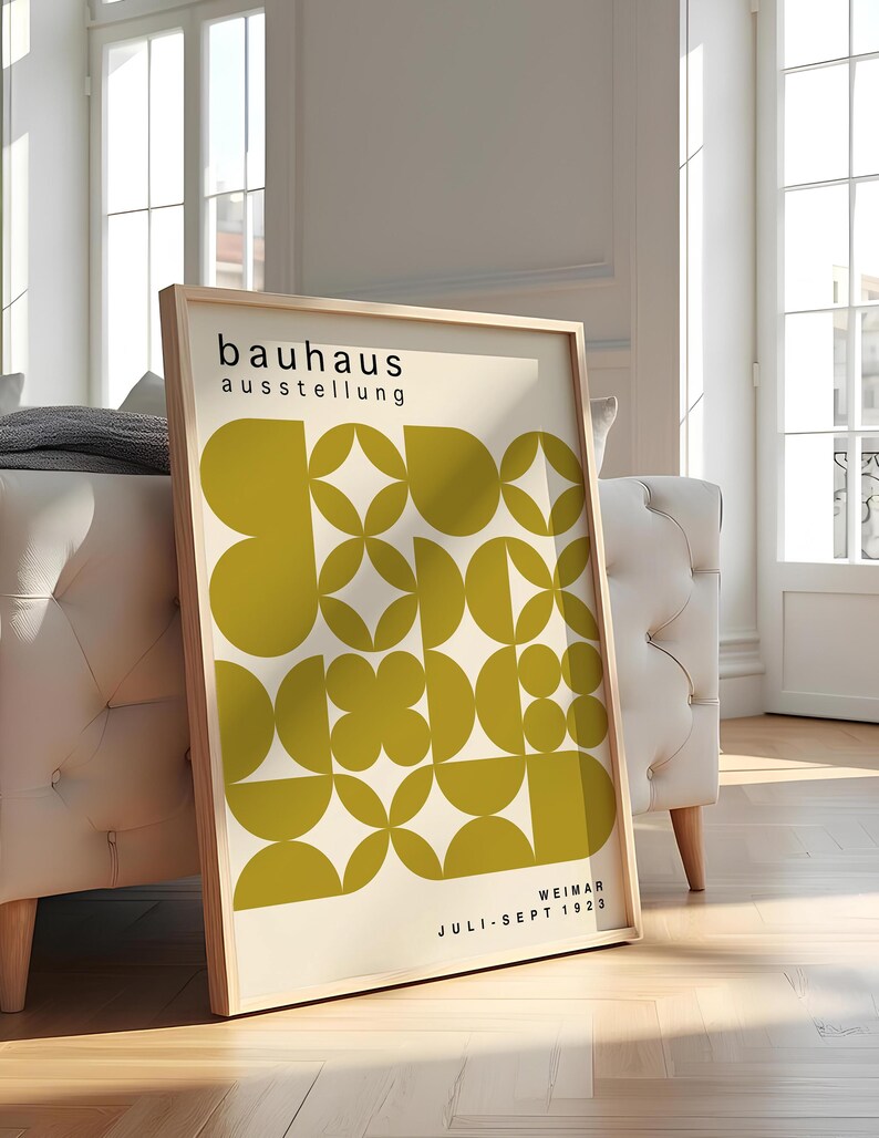 Olive Green Bauhaus Art Print: Mid-Century Modern Poster image 4