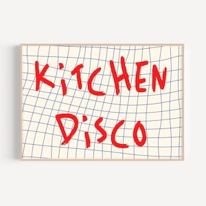 Trendy Kitchen Disco Art Print, Hand Drawn Kitchen Art Prints, Retro Kitchen Wall Art, This Kitchen Is For Dancing Posters | KI138