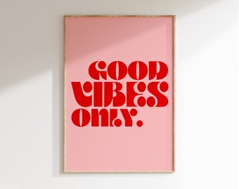 Good Vibes Only Art Print: Retro 1970s Typography Wall Decor