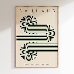 Green Mid Century Bauhaus Poster, Bauhaus Ausstellung Art Print, Geometric Poster, Minimal Bauhaus Wall Art, Geometric Wall Art | A203