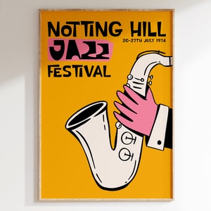 Notting Hill Jazz Festival Poster, Mid Century Jazz Print, London Jazz Art Print, Jazz Music Wall Art, Retro Music Poster | MU101