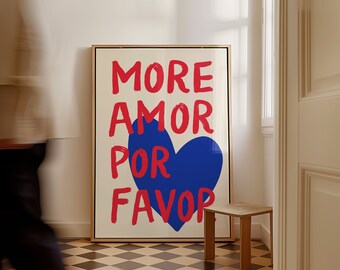 Affiche Toile More Amor Por Favor Sunshine Quotes - Art Maximaliste Rose 60x80cm - Décoration Murale Moderne