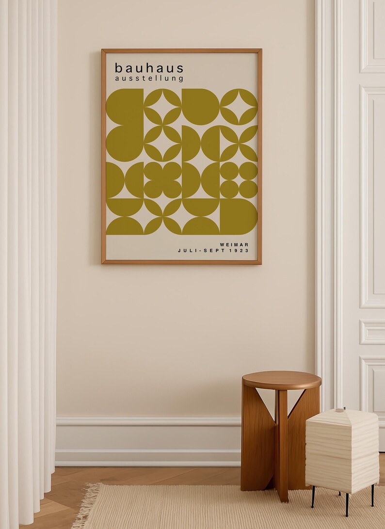Olive Green Bauhaus Art Print: Mid-Century Modern Poster image 14