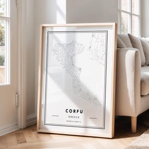 Corfu Map Art Print: Greece Travel Poster