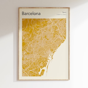 Barcelona Kaart Print, MEER KLEUREN, Barcelona Kaart Poster, Barcelona Kaart Kunst aan de Muur, Barcelona Stratenplan, Kaart van Barcelona Spanje