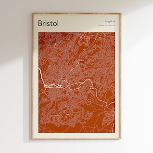 Bristol Stadt Karte Druck, Bristol Karte Poster, Farbe Bristol Wall Art, Bristol Straßen karte, Karte von Bristol, andere Farben verfügbar
