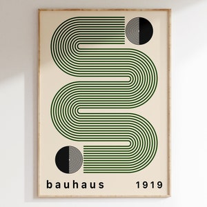 Green Mid Century Bauhaus Poster, Bauhaus Exhibition Art Print, Geometric Poster, Minimal Bauhaus Wall Art, Geometric Wall Art | A210