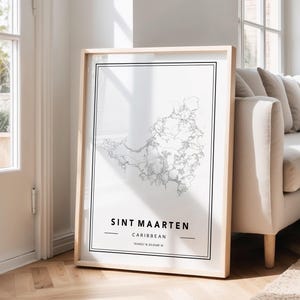 Impresión artística del mapa de Sint Maarten: Póster de la isla caribeña
