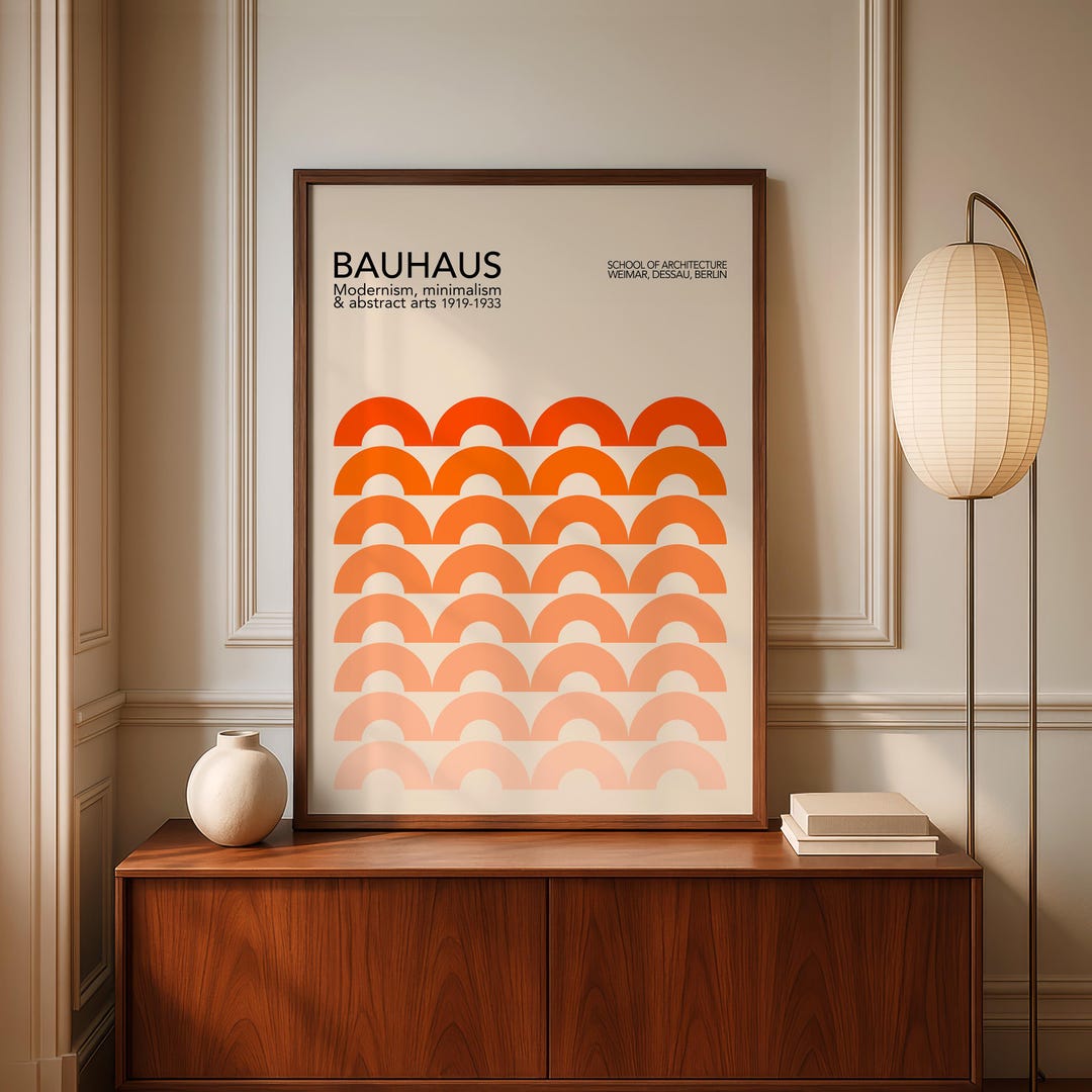 LZTEN Bauhaus 1919 Impression artistique géométrique cercles orange Bauhaus Ausstellung Weimar Bauhaus Poster Bauhaus du milieu du siècle Cadre d'impression moderne 50,8 x 76,2 cm (50 x 75 cm