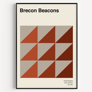 Brecon Beacons Wales Poster, Mid Century Travel Poster, Wales Travel Print, Brecon Beacons Art Print, Wales UK Poster | NP002