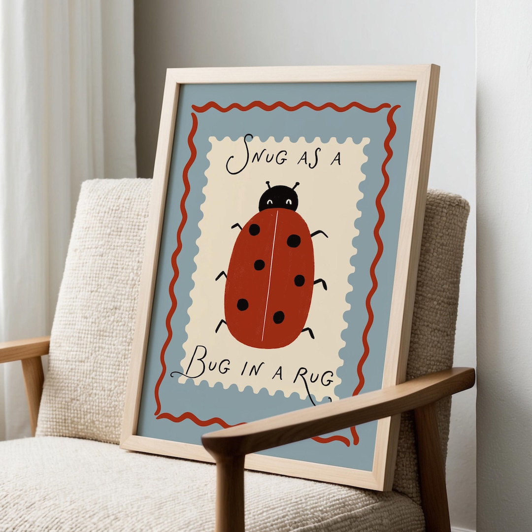 Ladybug Nursery Print: Snug as A Bug in A Rug Whimsical Art - Etsy