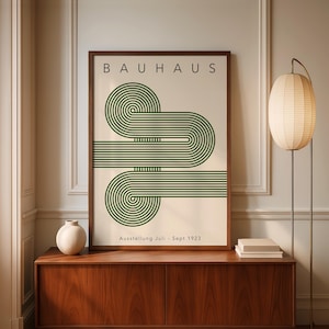 バウハウス展ポスター：ミッドセンチュリーモダン幾何学アートプリント
