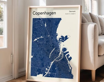 Copenhagen Map Print: Modern City Wall Art