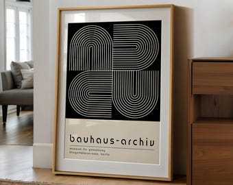 Black Bauhaus Arch Print: Mid Century Modern Poster (Digital Download)