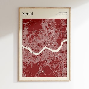 Seoul Karte Poster, MEHR FARBEN, Seoul Karte Drucken, Karte von Seoul, Seoul Karte Wandkunst, Farbkarte Drucken