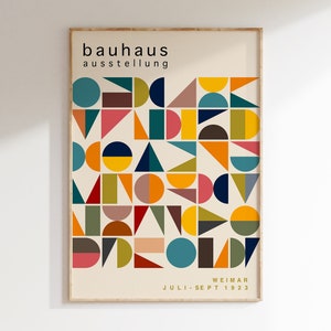 Multicolour Bauhaus Poster, Geometric Bauhaus Art Print, Mid Century Bauhaus Wall Art, Colourful Geometric Art Print | A204