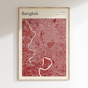 Bangkok Map Print, MORE COLOURS, Bangkok Map Poster, Colour Bangkok Map Wall Art, Map Of Bangkok Thailand, Any City Map Print