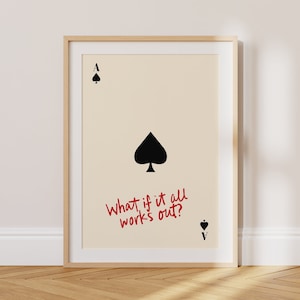 Retro Pik-Ass Spielkarte Poster, Druck, Preppy Retro Kunstdrucke, Retro-Galeriewand | TY130