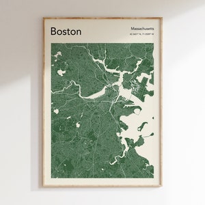 Boston MA City Map Print, MORE COLOURS, Boston Map Poster, Map Of Boston, Boston Street Map, Any City Map Print, Boston Wall Art