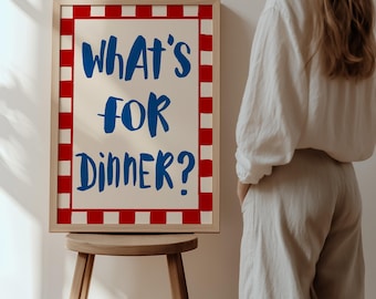 What's For Dinner Art Print: Trendy Hand Drawn Kitchen Wall Art